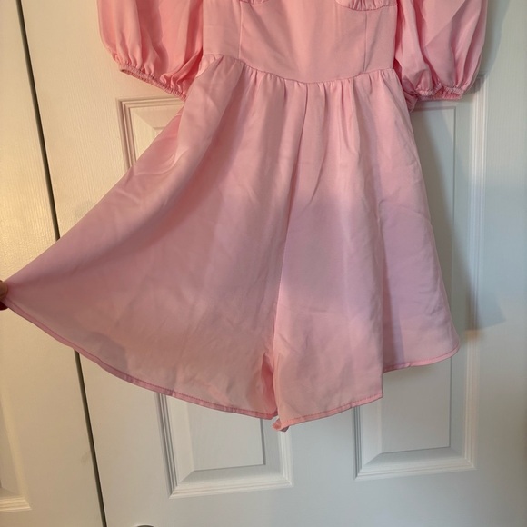 Petal & Pup Billie Satin Romper Pink Girly Feminine Flowy Frilly 2 Puff Sleeve - Picture 8 of 14